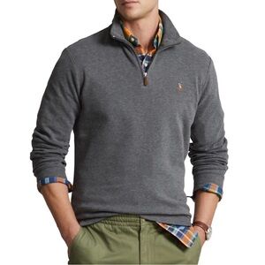 POLO RALPH LAUREN Mens Designer Half Zip Knit Pullover Size Large Dark Grey